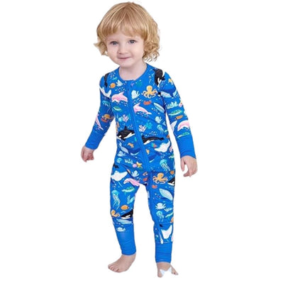 Blue Whale Shark Baby Romper Convertible Zippy, Ocean Baby Convertible Romper BB0365