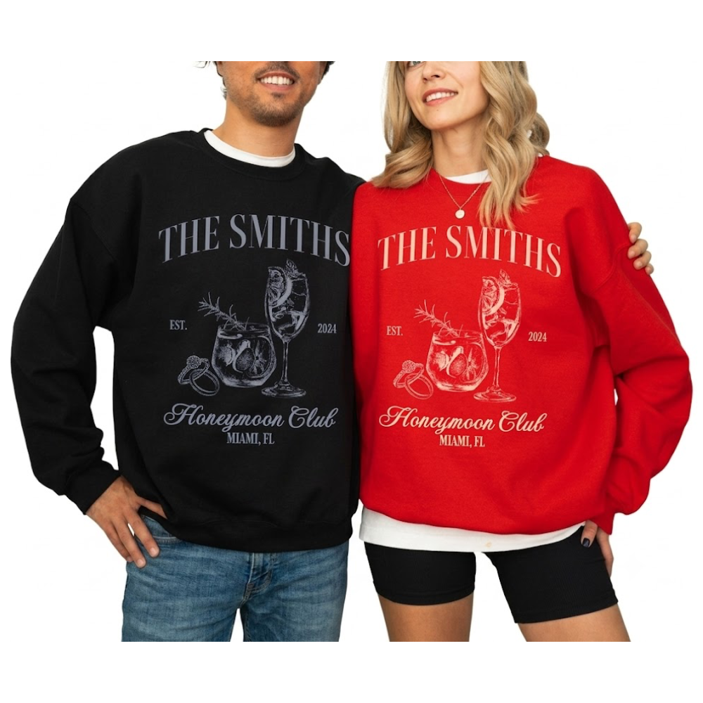 Personalized Honeymoon Club Couple Matching Sweatshirt, Custom Honeymoon Sweatshirt For Couple ET1481