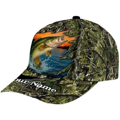 Custom Camo Fishing Baseball Cap, Custom Fishing Lovers Caps Hats CP0528