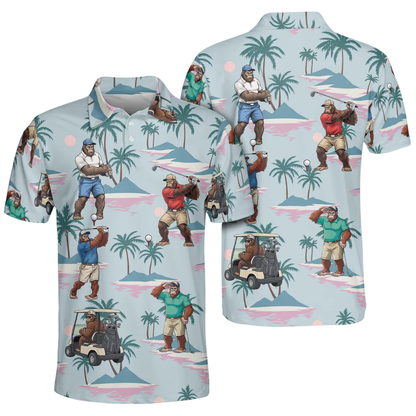 Men's Sasquatch Bigfoot Golf Polo Shirt, Bigfoot Golf Shirt GE0585