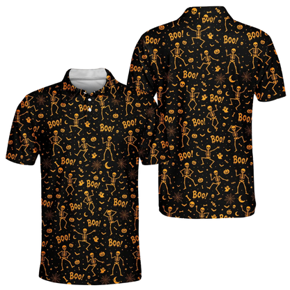 Men's Skeleton Halloween Golf Polo Shirt, Halloween Golf Shirt Men GE0605