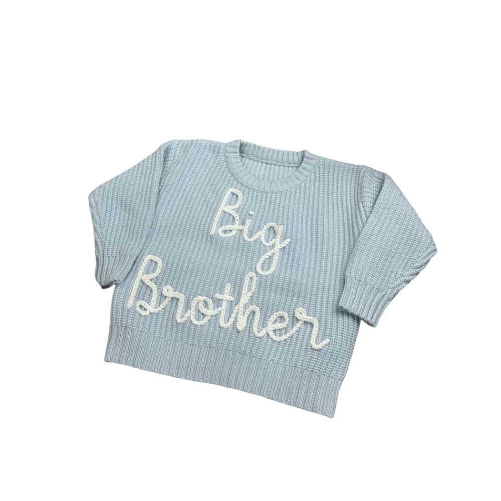 Big Brother Baby Embroidered Knit Sweater, Brother Knitted Sweatshirt For Baby BB0131