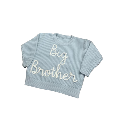 Big Brother Baby Embroidered Knit Sweater, Brother Knitted Sweatshirt For Baby BB0131