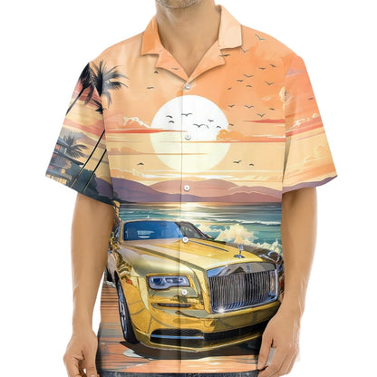 Custom Car Photo Sunset Hawaiian Shirt For Men, Custom Car Hawaiian Shirt HE0489