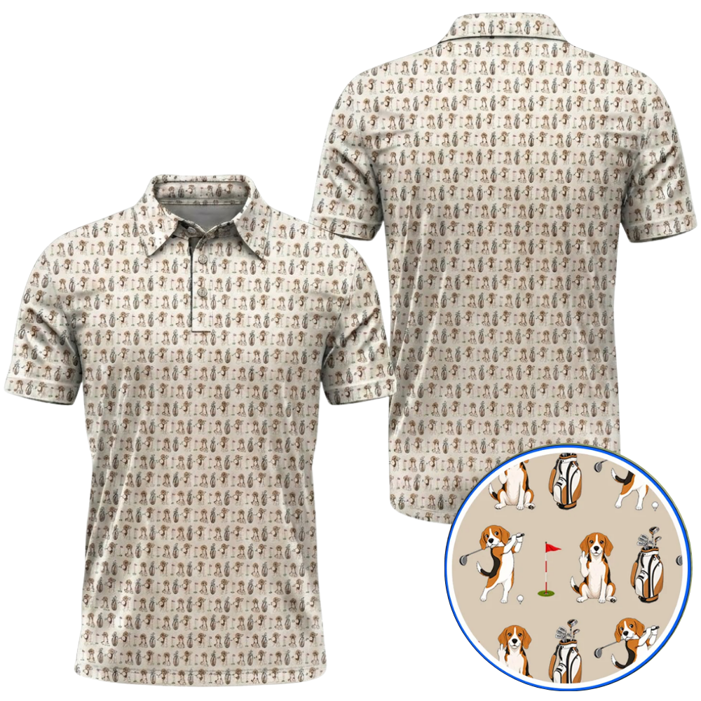 Beagle Pattern Golf Polo Shirt For Men, Beagle Golf Shirts GZ0387