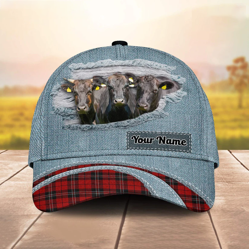 Wagyu Red Caro And Jeans Pattern Customized Name Cap CA0081