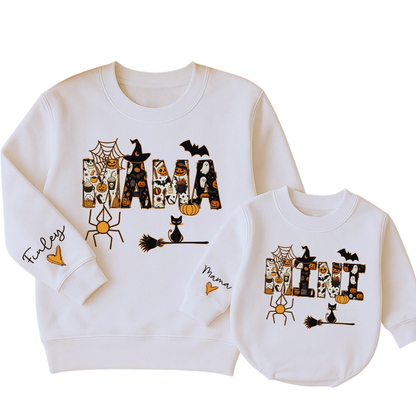 Personalized Halloween Mama And Mini Matching Sweatshirt, Custom Halloween Sweatshirt For Mother And Baby ET1424