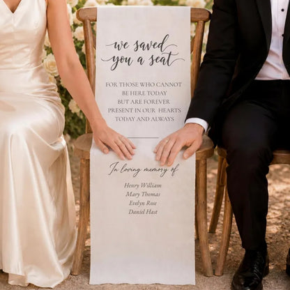 We Saved You A Seat Personalized Memory Wedding Chair Sign, Custom Memorial Wedding Chair Banner WD0331