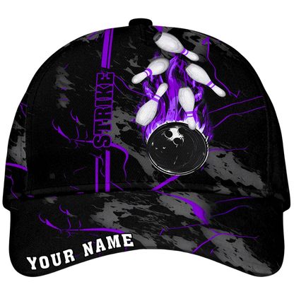Personalized Strike Bowling Baseball Cap, Custom Name Bowling Cap Hat 3D Printed CP0615