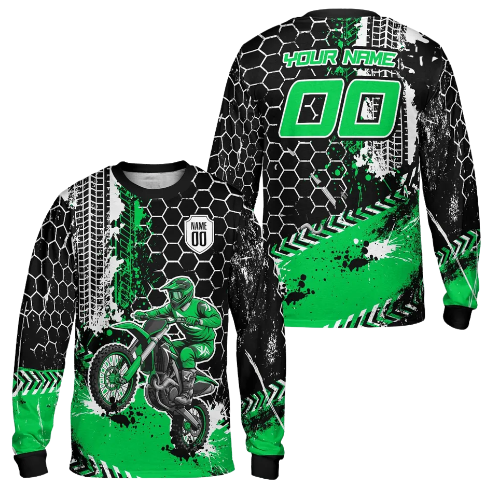 Custom Rider Blue Black Motocross Long Sleeve Mens Jersey, Custom Racing Dirt Bike Jerseys MZ0107