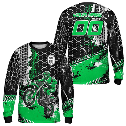Custom Rider Blue Black Motocross Long Sleeve Mens Jersey, Custom Racing Dirt Bike Jerseys MZ0107