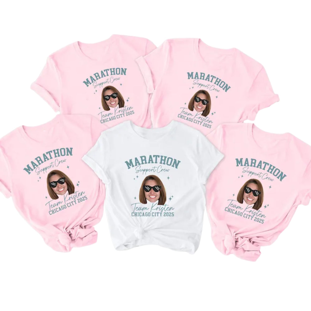 Custom Photo Marathon Support Crew Matching Family T Shirts, Custom Runner Team Matching Shirts For Family ET0601