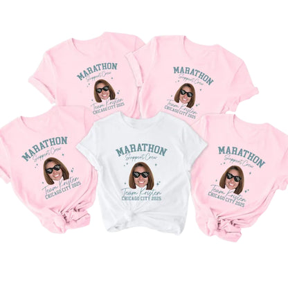Custom Photo Marathon Support Crew Matching Family T Shirts, Custom Runner Team Matching Shirts For Family ET0601