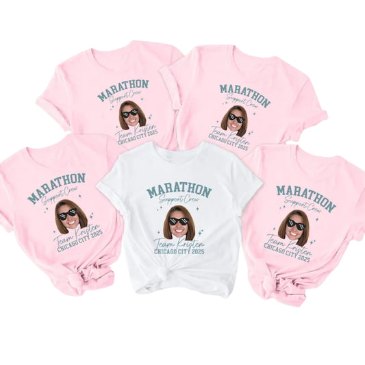 Custom Photo Marathon Support Crew Matching Family T Shirts, Custom Runner Team Matching Shirts For Family ET0601