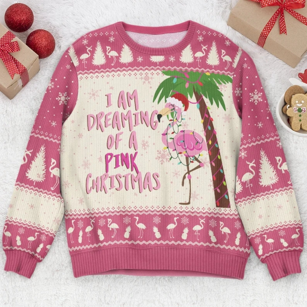 I Am Dreaming Of A Pink Christmas Flamingo Ugly Sweatshirt, Funny Flamingo Ugly Christmas Sweatshirt 2D1057