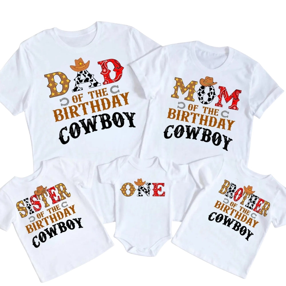 One Birthday Cowboy Matching 1st Birthday Family T Shirts, First Birtday Western Matching Shirts For Family ET0488