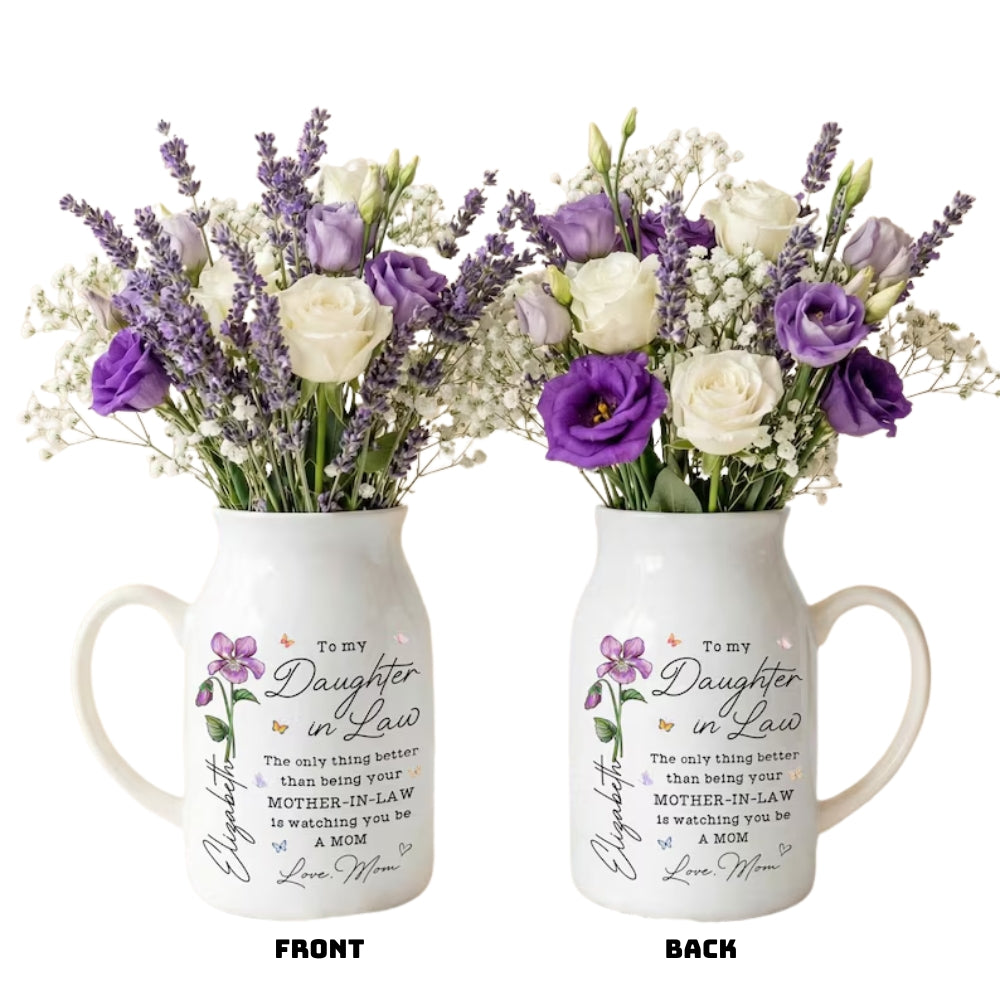 Personalized Daughter In Law Flower Vase, Personalized Wedding Daughter In Law Vase From Mom WD0076