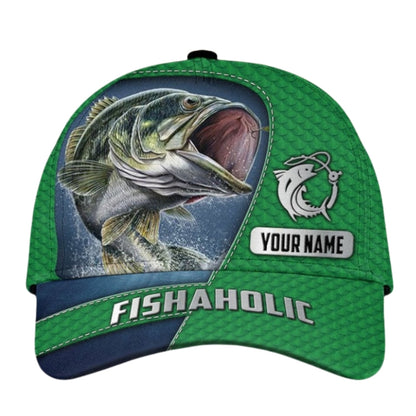 Fishaholic Personalized Fishing 3D Printed Cap, Custom Name Fishing Lover Hat CP0417