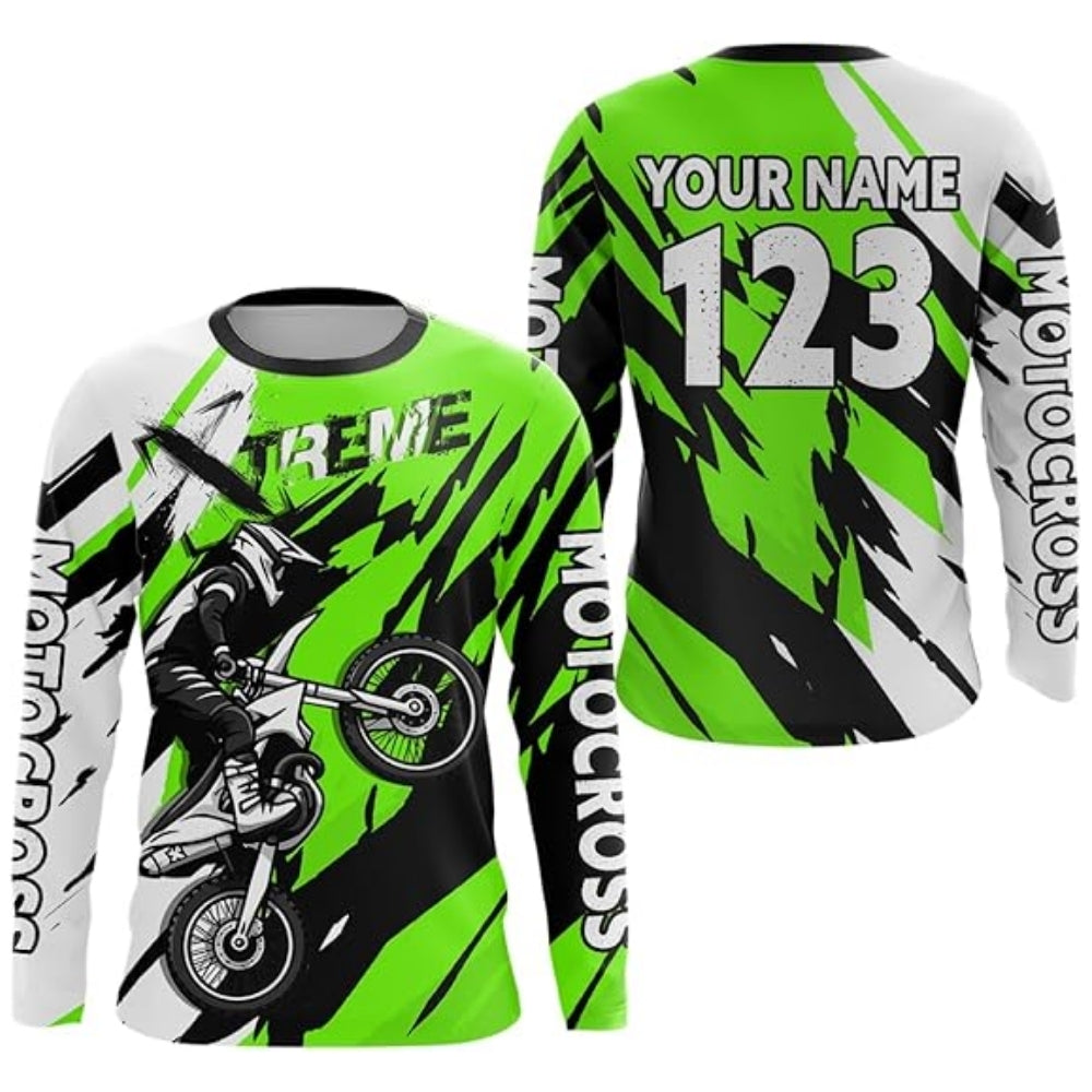 Custom Men's Motocross Long Sleeve Jersey Red White, Custom Motocross Jerseys MZ0063
