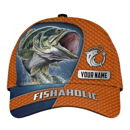 Fishaholic Personalized Fishing 3D Printed Cap, Custom Name Fishing Lover Hat CP0417