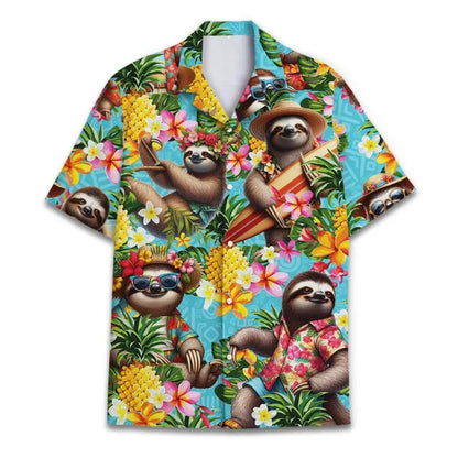 Funny Sloth Pineapple Hawaiian Shirt Men Women, Sloth Tropical Hawaiian Shirts HE0126