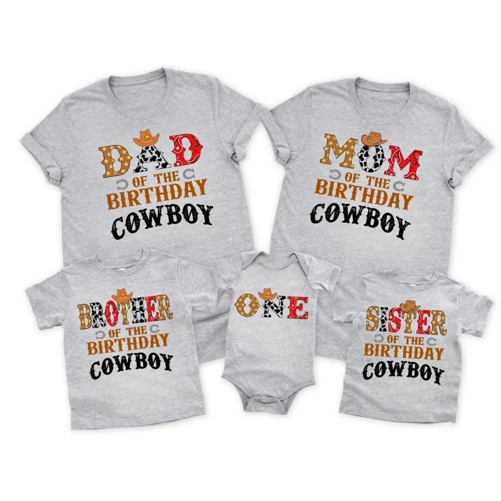 One Birthday Cowboy Matching 1st Birthday Family T Shirts, First Birtday Western Matching Shirts For Family ET0488