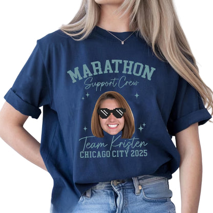 Custom Photo Marathon Support Crew Matching Family T Shirts, Custom Runner Team Matching Shirts For Family ET0601