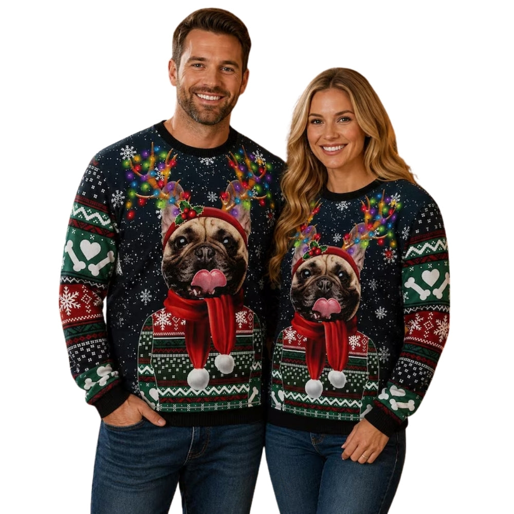 Custom Dog Face Ugly Christmas Sweatshirt, Personalized Photo Xmas Sweatshirt For Dog Lover 2D1060