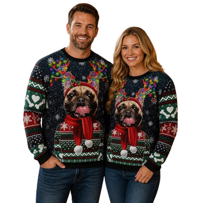 Custom Dog Face Ugly Christmas Sweatshirt, Personalized Photo Xmas Sweatshirt For Dog Lover 2D1060