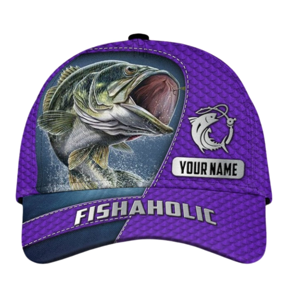 Fishaholic Personalized Fishing 3D Printed Cap, Custom Name Fishing Lover Hat CP0417