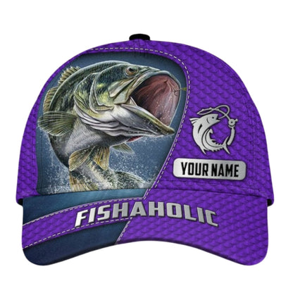 Fishaholic Personalized Fishing 3D Printed Cap, Custom Name Fishing Lover Hat CP0417