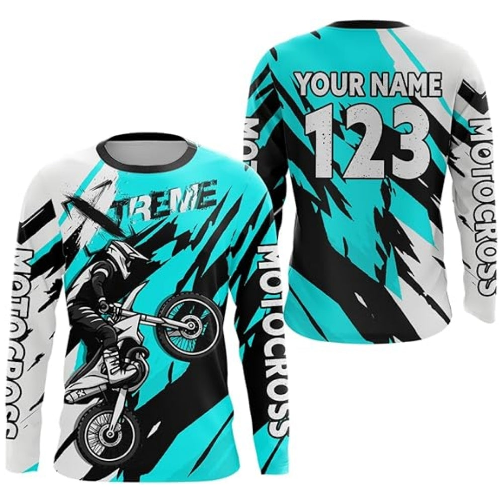 Custom Men's Motocross Long Sleeve Jersey Red White, Custom Motocross Jerseys MZ0063