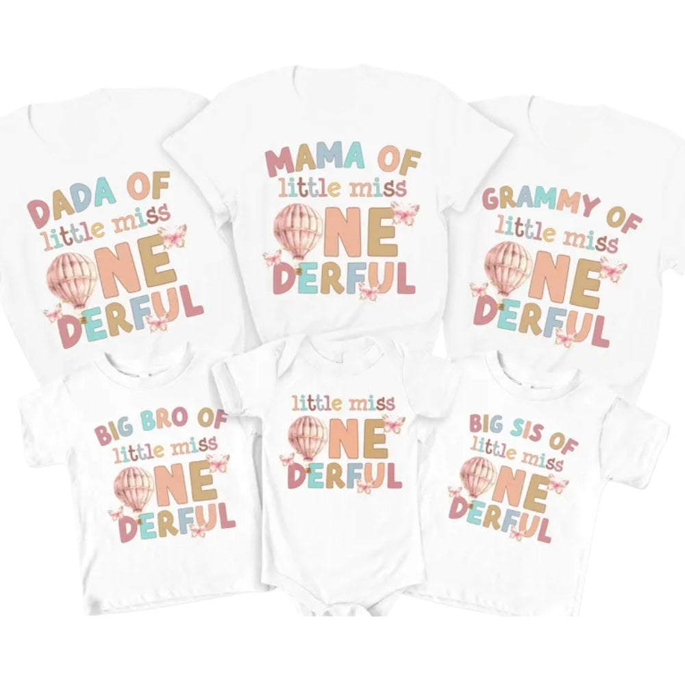Little Miss One Derful Custom First Birthday Matching T Shirts For Family, Custom 1st Birthday Family Shirts ET0331