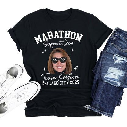 Custom Photo Marathon Support Crew Matching Family T Shirts, Custom Runner Team Matching Shirts For Family ET0601