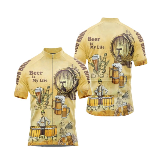 Custom Beer Is My Life Short Sleeve Men's Cycling Jersey, Custom Beer Cycling Jerseys CG0524