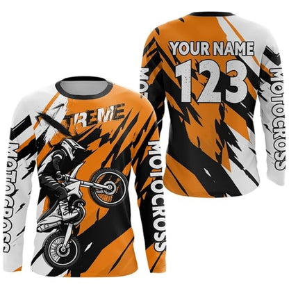 Custom Men's Motocross Long Sleeve Jersey Red White, Custom Motocross Jerseys MZ0063