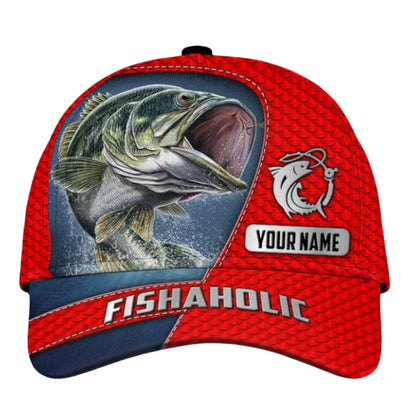 Fishaholic Personalized Fishing 3D Printed Cap, Custom Name Fishing Lover Hat CP0417