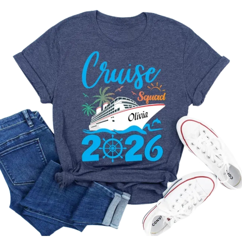 Personalized Cruise Squad Family Matching Shirts, Custom Name Cruise Vacation Family Shirts ET0204