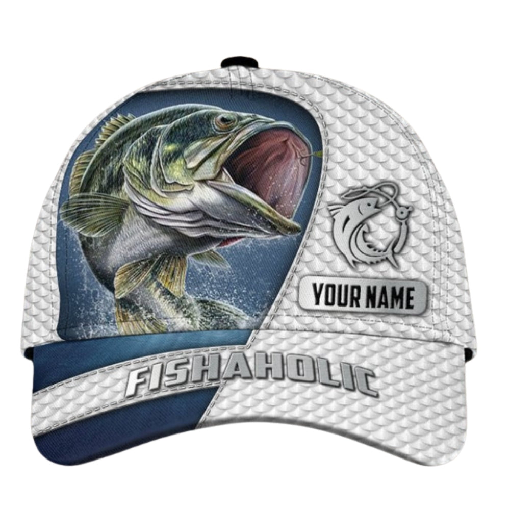 Fishaholic Personalized Fishing 3D Printed Cap, Custom Name Fishing Lover Hat CP0417