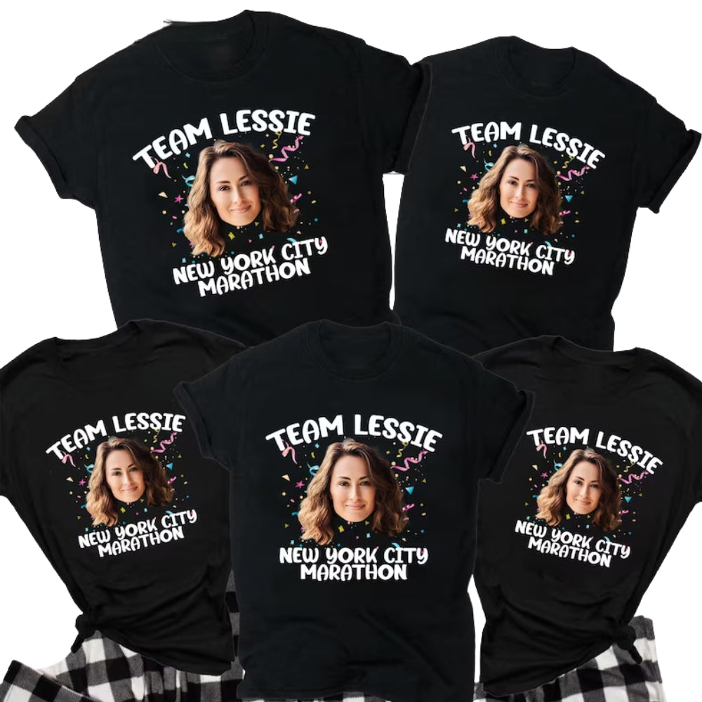 Personalized Photo Team Runner Family Matching Shirts, Custom Marathon Support Shirt For Family ET0602