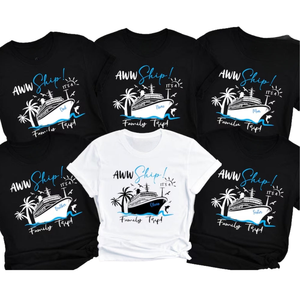 Aww Ship! It's A Family Trip Custom Matching Family Cruise T Shirts, Custom Cruise Vacation Shirts For Family ET0205