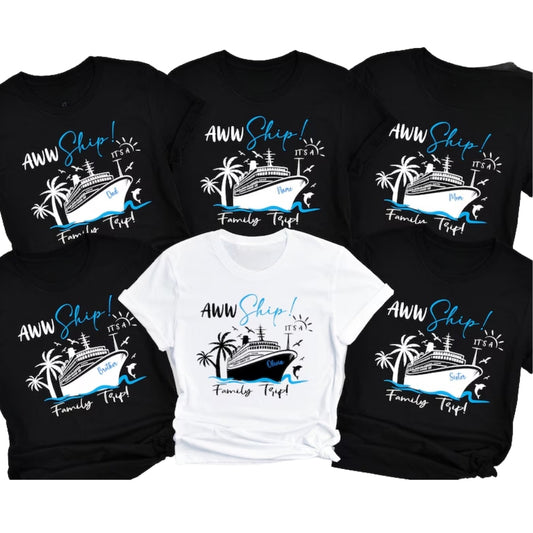 Aww Ship! It's A Family Trip Custom Matching Family Cruise T Shirts, Custom Cruise Vacation Shirts For Family ET0205