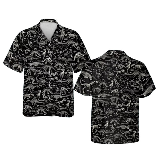 Dinosaur Black Hawaiian Shirt For Men, Dinosaur Hawaiian Shirts HE0102