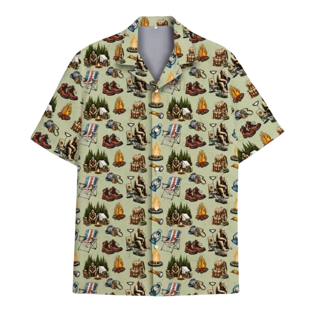 Bigfoot Camping Hawaiian Shirt For Men Women, Bigfoot Hawaiian Shirts HE0322