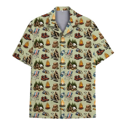 Bigfoot Camping Hawaiian Shirt For Men Women, Bigfoot Hawaiian Shirts HE0322