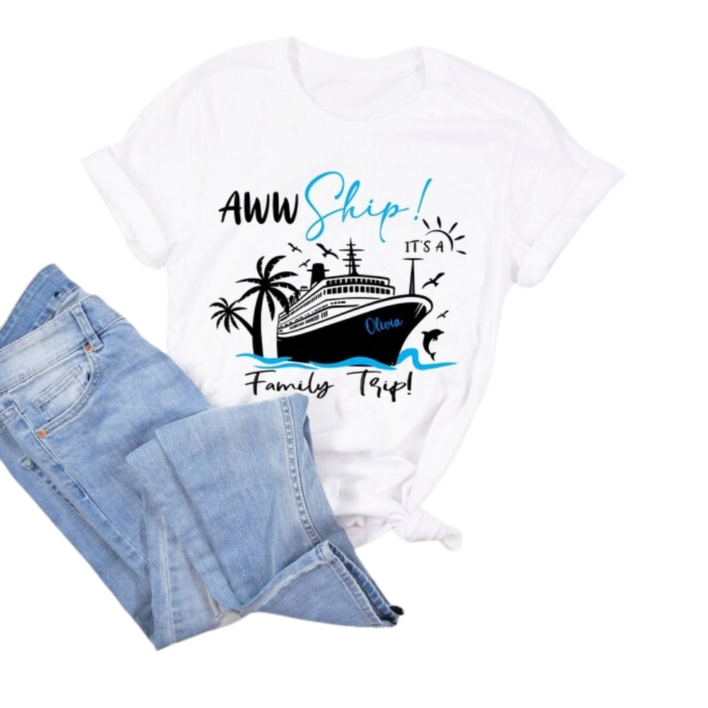 Aww Ship! It's A Family Trip Custom Matching Family Cruise T Shirts, Custom Cruise Vacation Shirts For Family ET0205