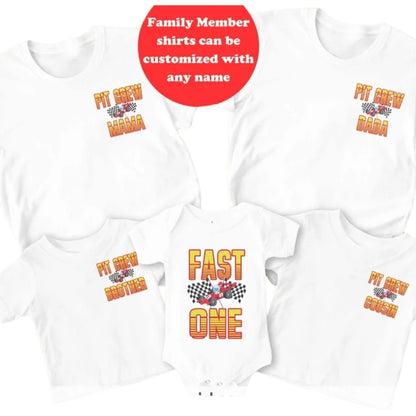 Fast One Pit Crew Matching 1st Birthday T Shirts Family, Race Car Matching Family Shirts For First Birthday ET0332