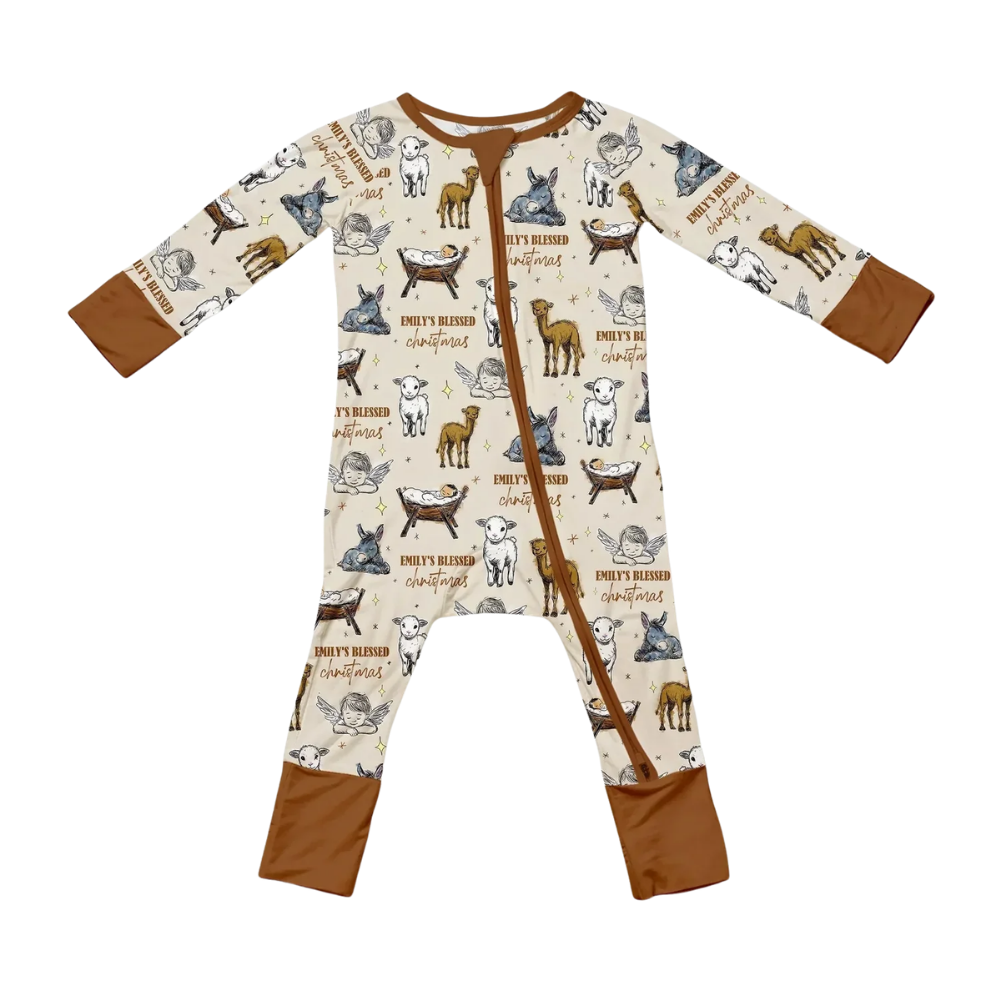 Blessed Christmas Custom Christian Baby Convertible Zippy Romper, Custom First Christmas Christian Baby Romper Convertible BB0651