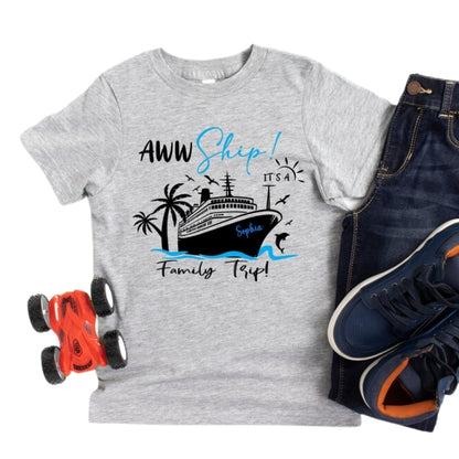Aww Ship! It's A Family Trip Custom Matching Family Cruise T Shirts, Custom Cruise Vacation Shirts For Family ET0205