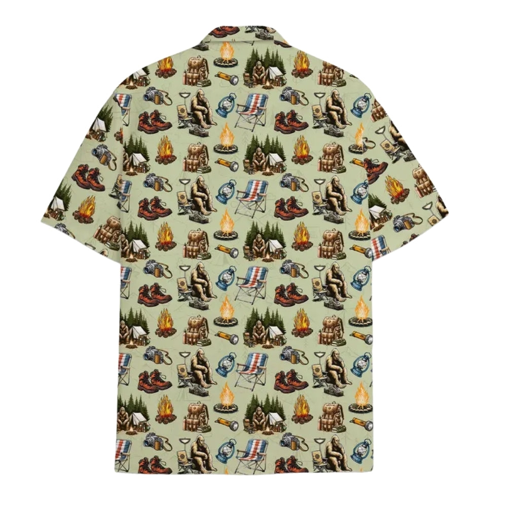 Bigfoot Camping Hawaiian Shirt For Men Women, Bigfoot Hawaiian Shirts HE0322